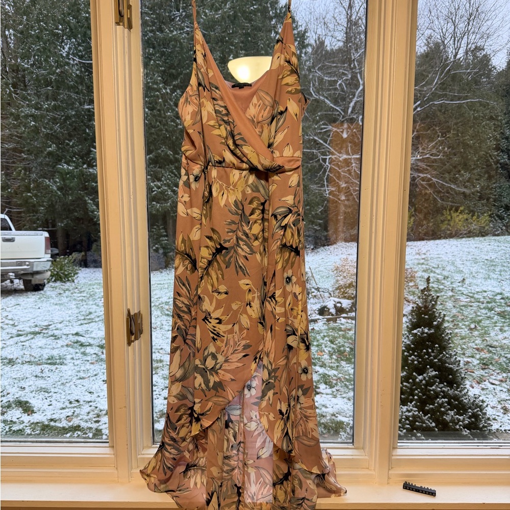 Eclipse Floral High Low Dress in Earthy Tones